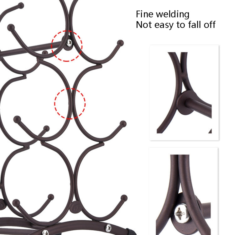 Wrought Iron Red Wine Rack Handicraft Decoration Kitchen Table Can Hold 6 Bottles Of Wine Rack(Matte Bronze)