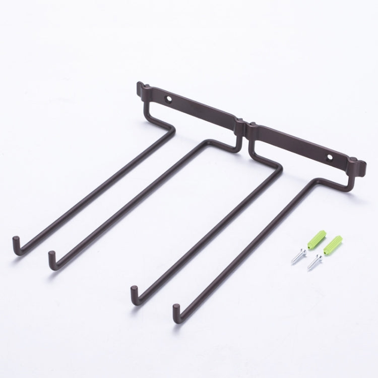 Wall Continental Wrought Iron Wine Glass Rack 2 Row Kitchen Hanging Wine Glass Shelf(Matte Bronze)