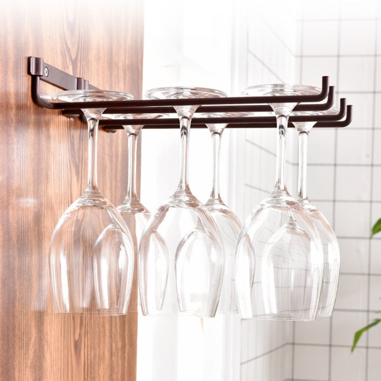 Wall Continental Wrought Iron Wine Glass Rack 2 Row Kitchen Hanging Wine Glass Shelf(Matte Bronze)