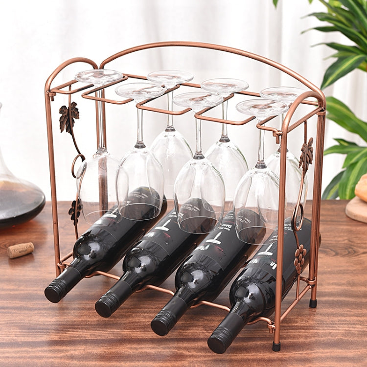 Red Wine Rack Wrought Iron Kitchen Table Wine Cup Storage Frame