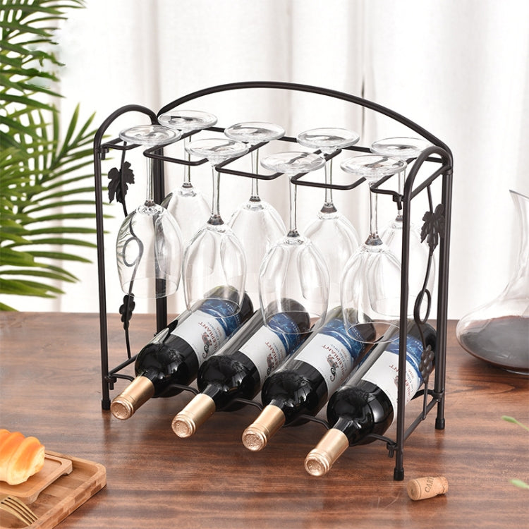 Red Wine Rack Wrought Iron Kitchen Table Wine Cup Storage Frame