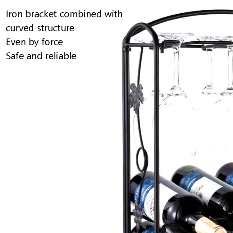 Red Wine Rack Wrought Iron Kitchen Table Wine Cup Storage Frame