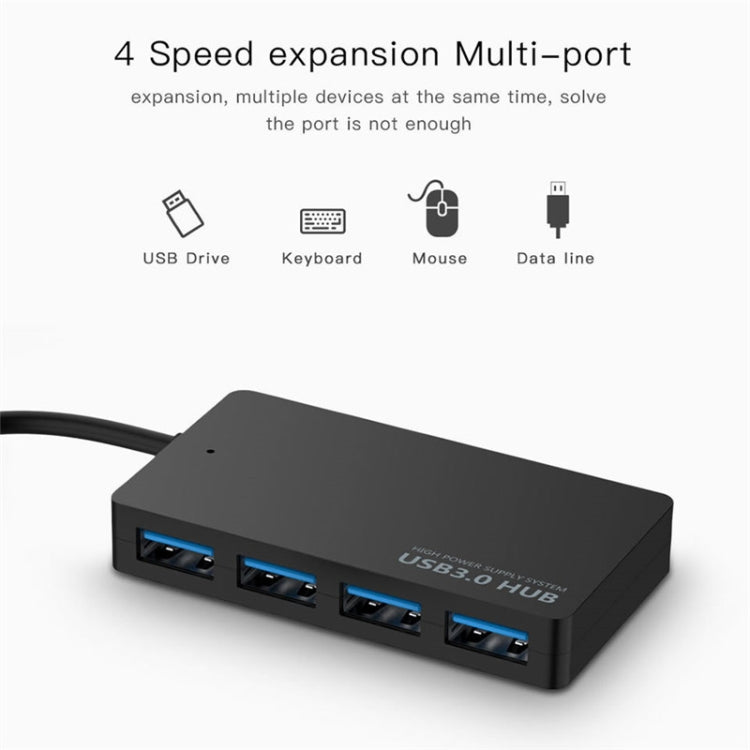 KYTC47 4 Ports USB Adapter Cable High Speed USB Docking Station Multi-Interface HUB Converter, Colour: Black USB 3.0