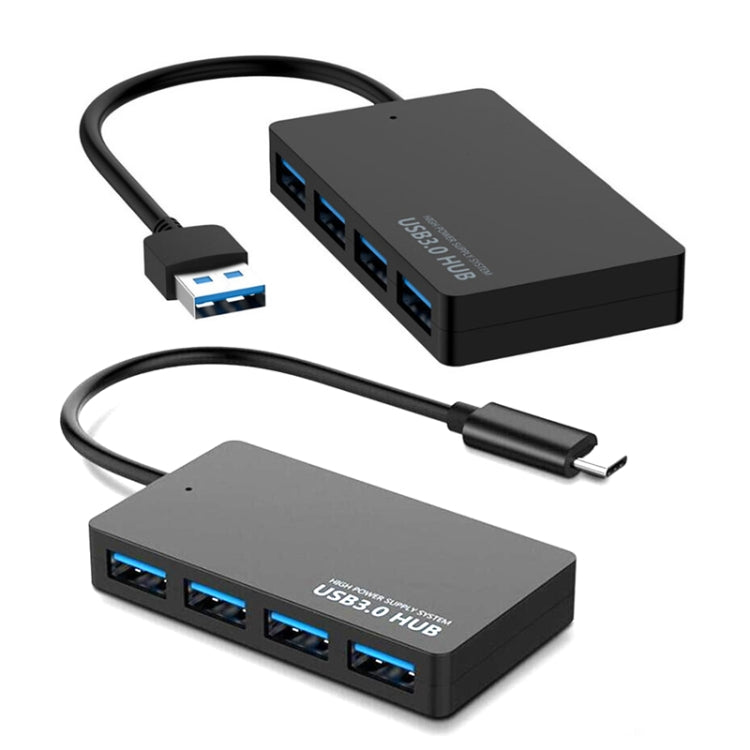 KYTC47 4 Ports USB Adapter Cable High Speed USB Docking Station Multi-Interface HUB Converter, Colour: Black Type-C