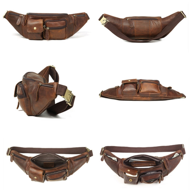 6375 Men Casual Chest Bag Leather Crossbody Mobile Phone Waist Bag