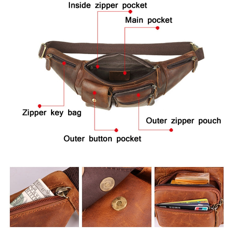 6375 Men Casual Chest Bag Leather Crossbody Mobile Phone Waist Bag
