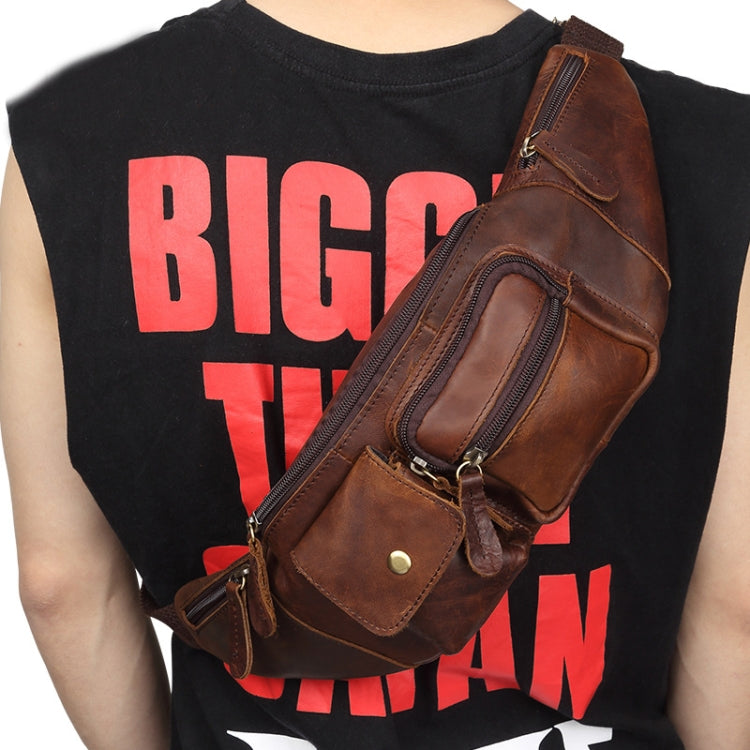 6375 Men Casual Chest Bag Leather Crossbody Mobile Phone Waist Bag