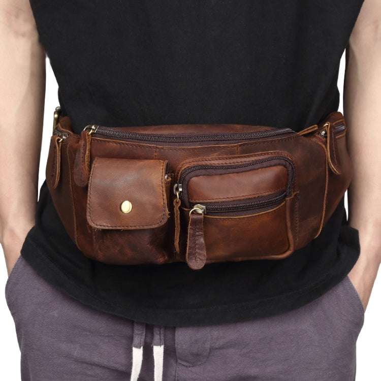 6375 Men Casual Chest Bag Leather Crossbody Mobile Phone Waist Bag