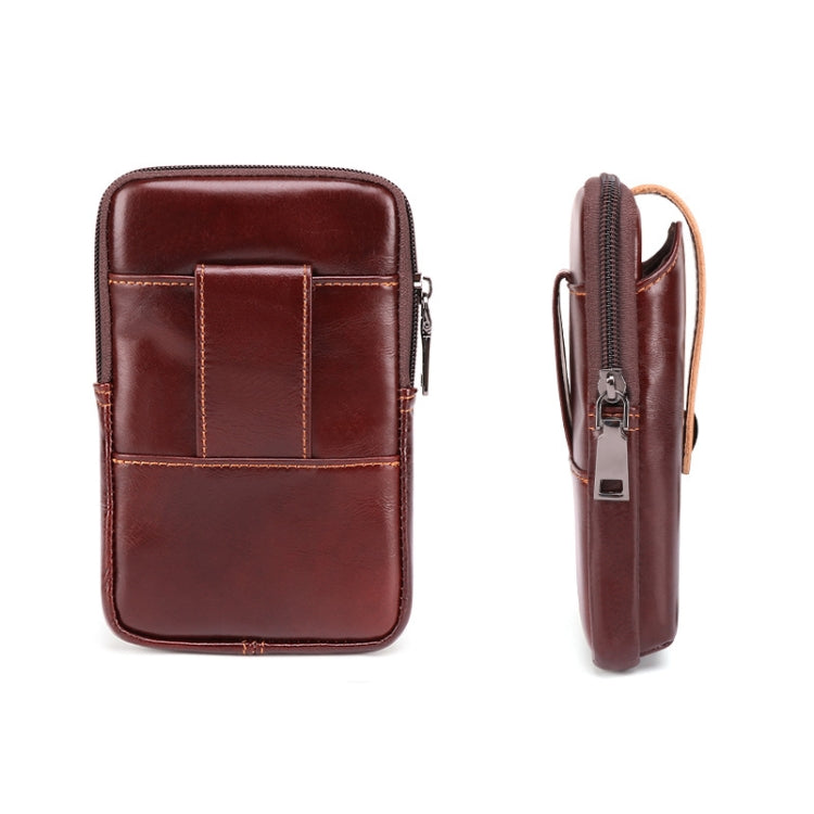 6443 Men Casual Outdoor Sports Belt Hanging Mobile Phone Waist Bag(Red Brown)