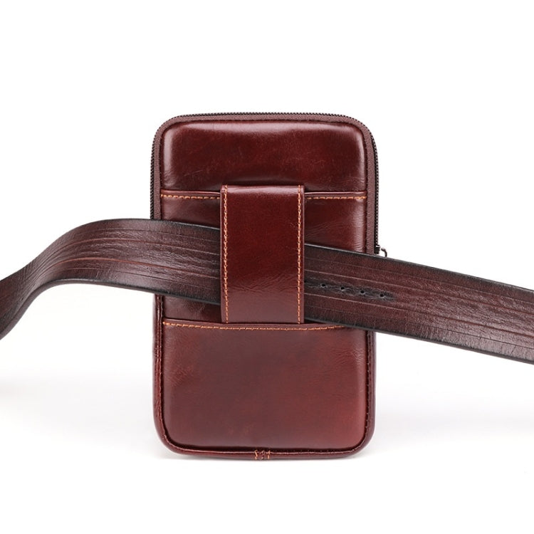 6443 Men Casual Outdoor Sports Belt Hanging Mobile Phone Waist Bag(Red Brown)