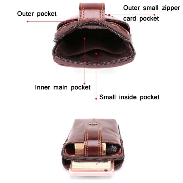 6443 Men Casual Outdoor Sports Belt Hanging Mobile Phone Waist Bag(Red Brown)