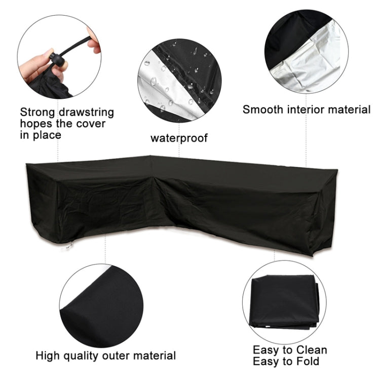 Outdoor Garden Furniture Corner Sofa Cover Dustproof Table Cover, Size: 286x222x82cm(Black)