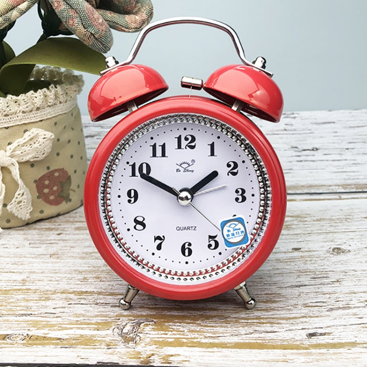 2 PCS 3 Inch Metal Bell Alarm Clock With Night Light Student Bedside Fashion Clock