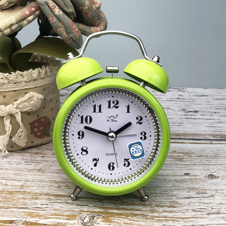 2 PCS 3 Inch Metal Bell Alarm Clock With Night Light Student Bedside Fashion Clock