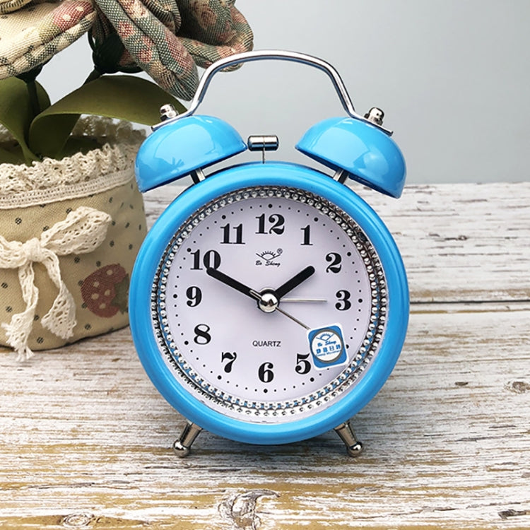2 PCS 3 Inch Metal Bell Alarm Clock With Night Light Student Bedside Fashion Clock