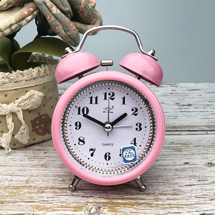 2 PCS 3 Inch Metal Bell Alarm Clock With Night Light Student Bedside Fashion Clock