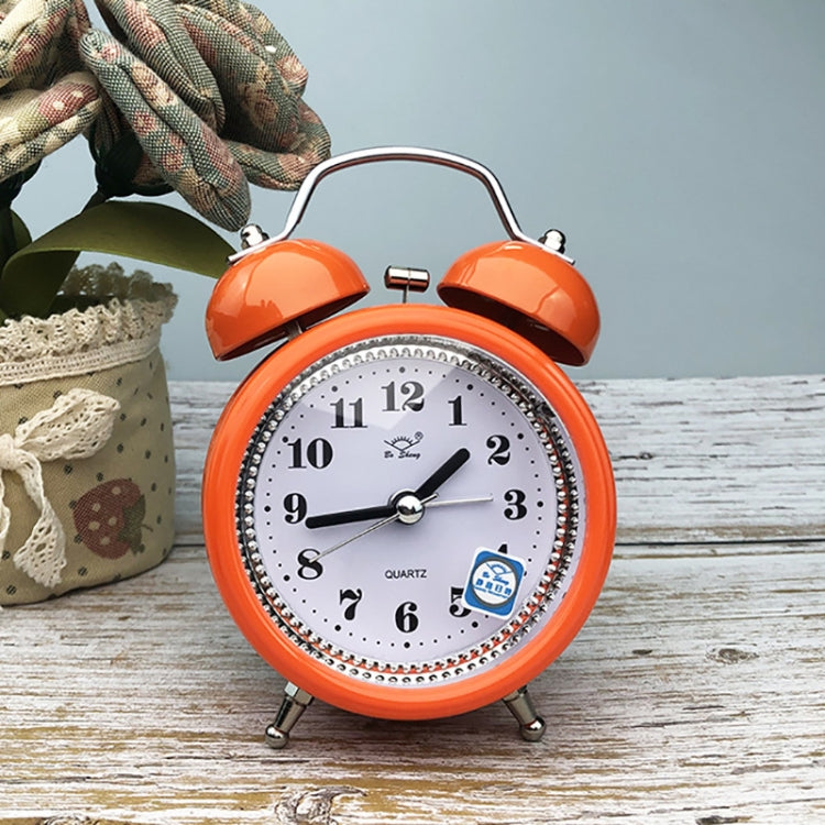 2 PCS 3 Inch Metal Bell Alarm Clock With Night Light Student Bedside Fashion Clock