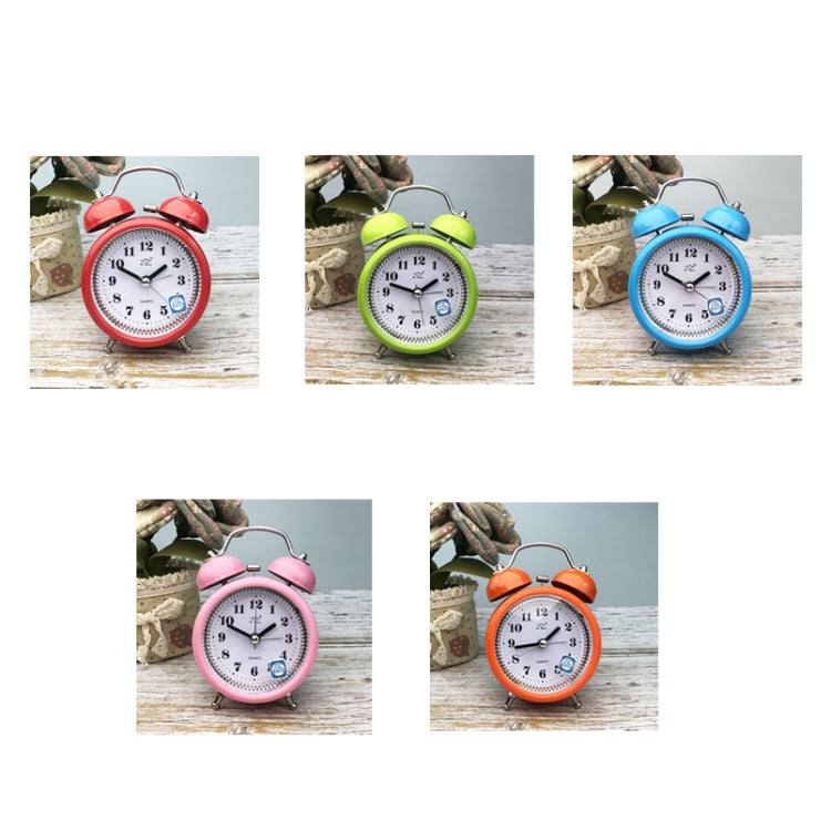 2 PCS 3 Inch Metal Bell Alarm Clock With Night Light Student Bedside Fashion Clock