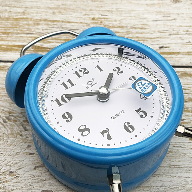 2 PCS 3 Inch Metal Bell Alarm Clock With Night Light Student Bedside Fashion Clock