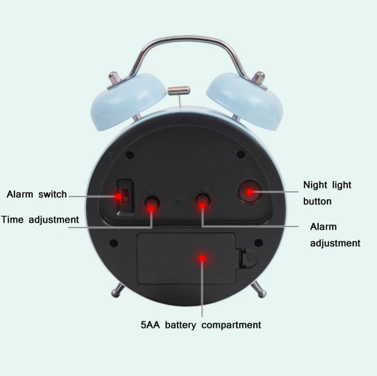 Student Cute Style Bell Alarm Clock Bedside Mute Clock With Light Specificationï¼š Y34 3 Inch (Blue)