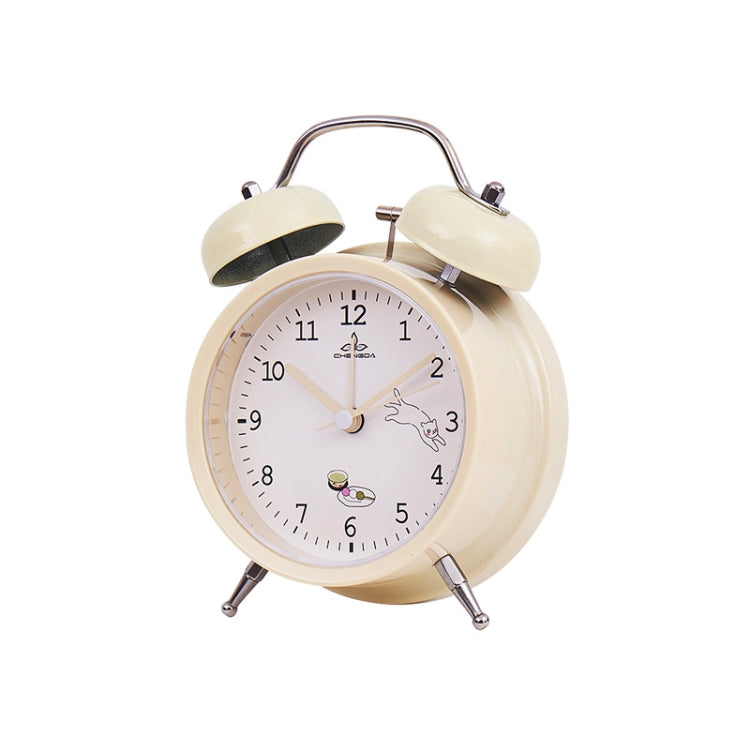 Student Cute Style Bell Alarm Clock Bedside Mute Clock With Light Specificationï¼š Y34 3 Inch (Beige)