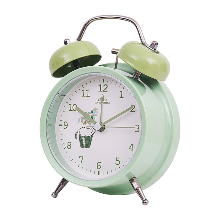 Student Cute Style Bell Alarm Clock Bedside Mute Clock With Light Specificationï¼š Y36 4 Inch (Green)