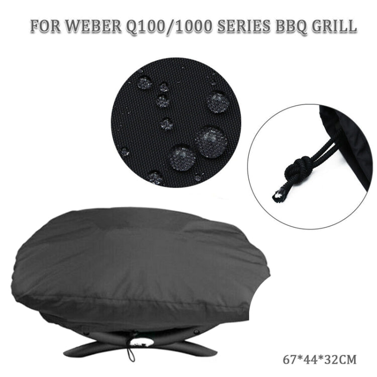 Outdoor Camping Garden Oven Cover Dustproof And Waterproof Cover For Weber 7100 / Q100 / Q1000, Size: 67.1x44x32cm(Black)