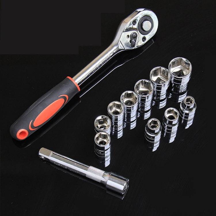CY-0028 12 PCS/Set Auto Repair Tool Ratchet Quick Socket Wrench Hardware Box Combination, Model: 1/2 Big Fly