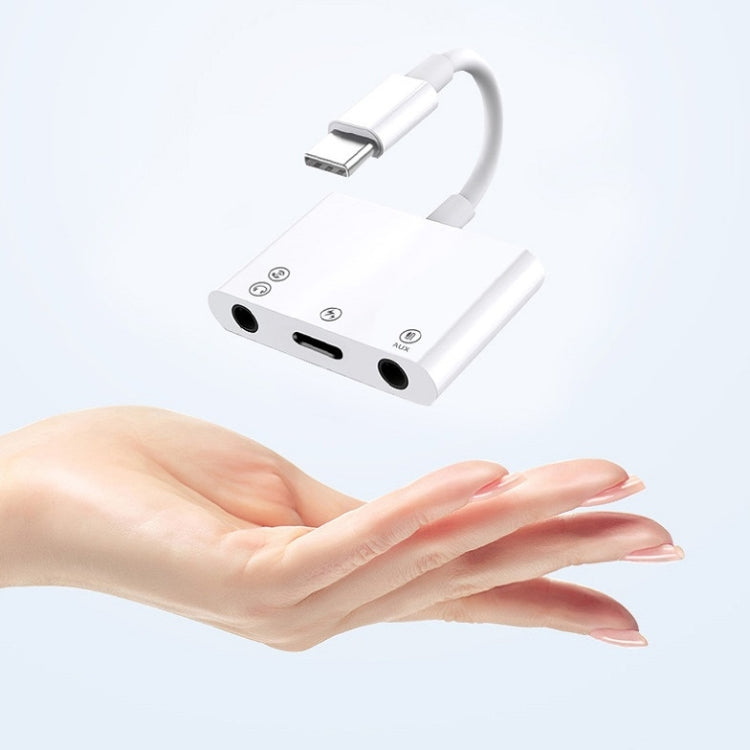 Type-C Male Audio Adapter for Phone Live Sound Card Monitor, Interface form: 3.5mmx2 + Type-C