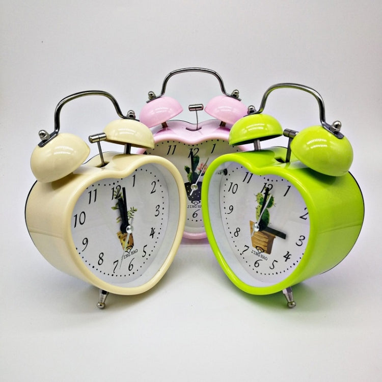 3.5 Inch Student Heart-Shaped Metal Bell Alarm Clock(Red)