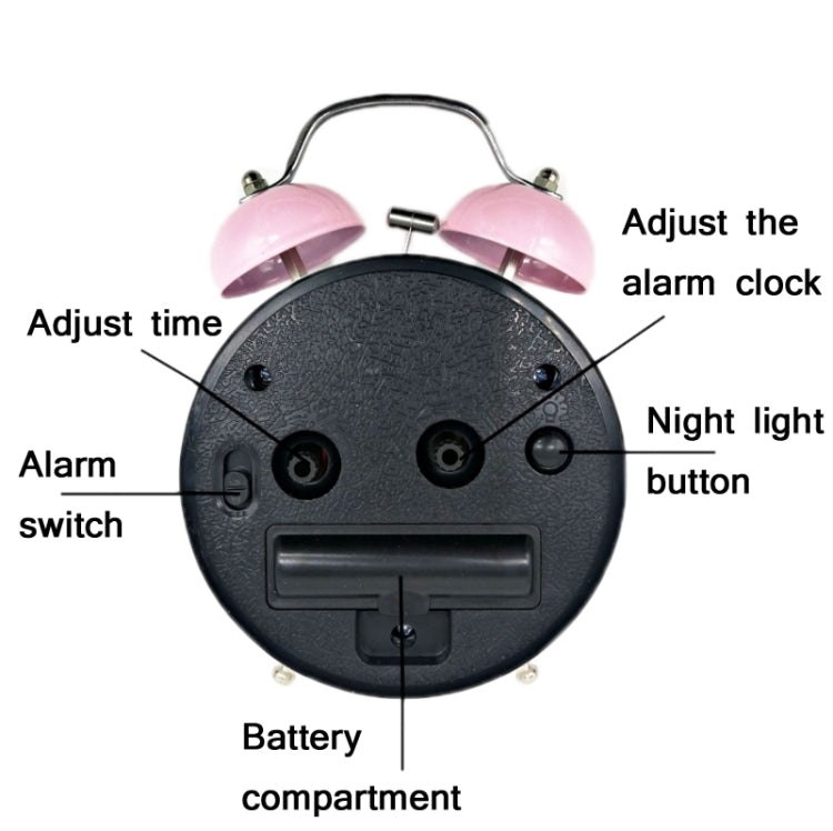 3.5 Inch Student Heart-Shaped Metal Bell Alarm Clock(Red)