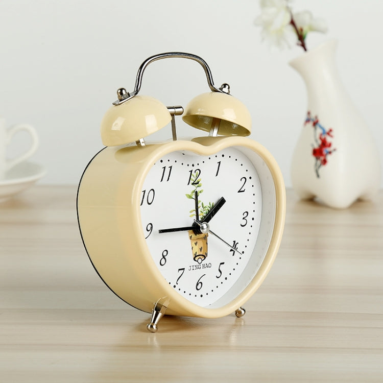 3.5 Inch Student Heart-Shaped Metal Bell Alarm Clock(Red)