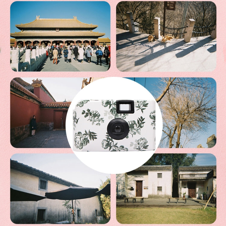 Retro Peony Cute Disposable Film Mini Point-And-Shoot Camera with 18 Sheets Films