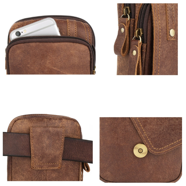 6374 Men Belt Hanging Multifunctional Outdoor Sports Mobile Phone Waist Bag(Matte Brown)