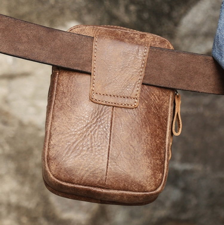 6374 Men Belt Hanging Multifunctional Outdoor Sports Mobile Phone Waist Bag(Matte Brown)