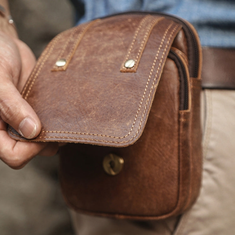 6374 Men Belt Hanging Multifunctional Outdoor Sports Mobile Phone Waist Bag(Matte Brown)