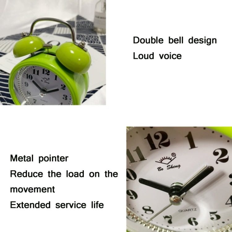 Children Cartoon Apple-Shaped Bedside Mute Desk Clock Metal Bell Digital Alarm Clock