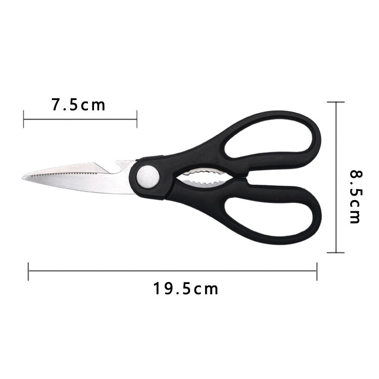 10 PCS Multi-Function Kitchen Scissors Stainless Steel Clamp Walnuts Open Bottle Scissors(9180 Black)