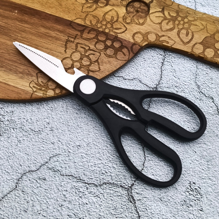 10 PCS Multi-Function Kitchen Scissors Stainless Steel Clamp Walnuts Open Bottle Scissors(9180 Black)