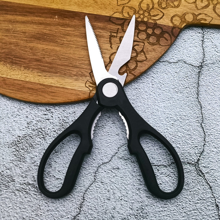 10 PCS Multi-Function Kitchen Scissors Stainless Steel Clamp Walnuts Open Bottle Scissors(9180 Black)