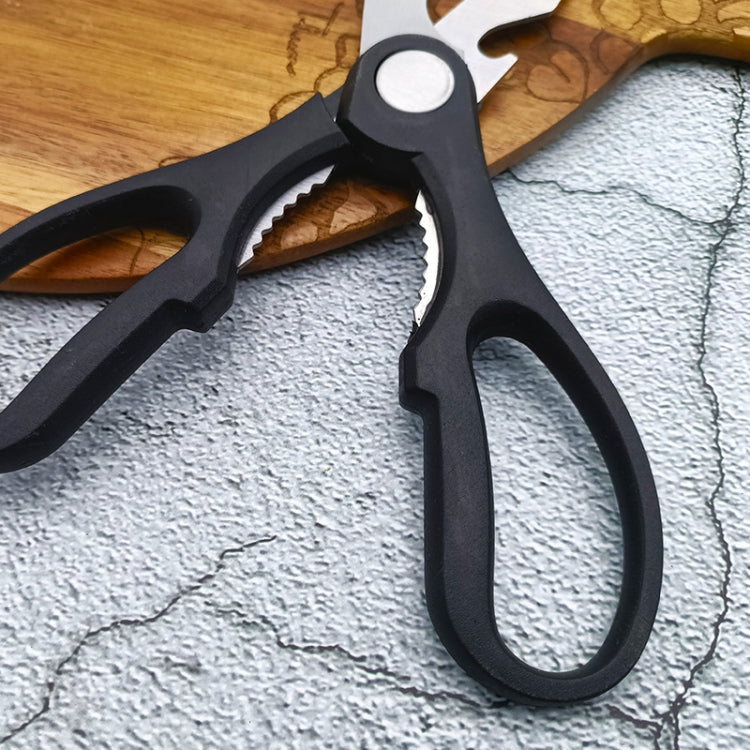 10 PCS Multi-Function Kitchen Scissors Stainless Steel Clamp Walnuts Open Bottle Scissors(9180 Black)