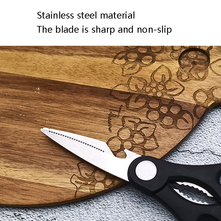 10 PCS Multi-Function Kitchen Scissors Stainless Steel Clamp Walnuts Open Bottle Scissors(9180 Black)