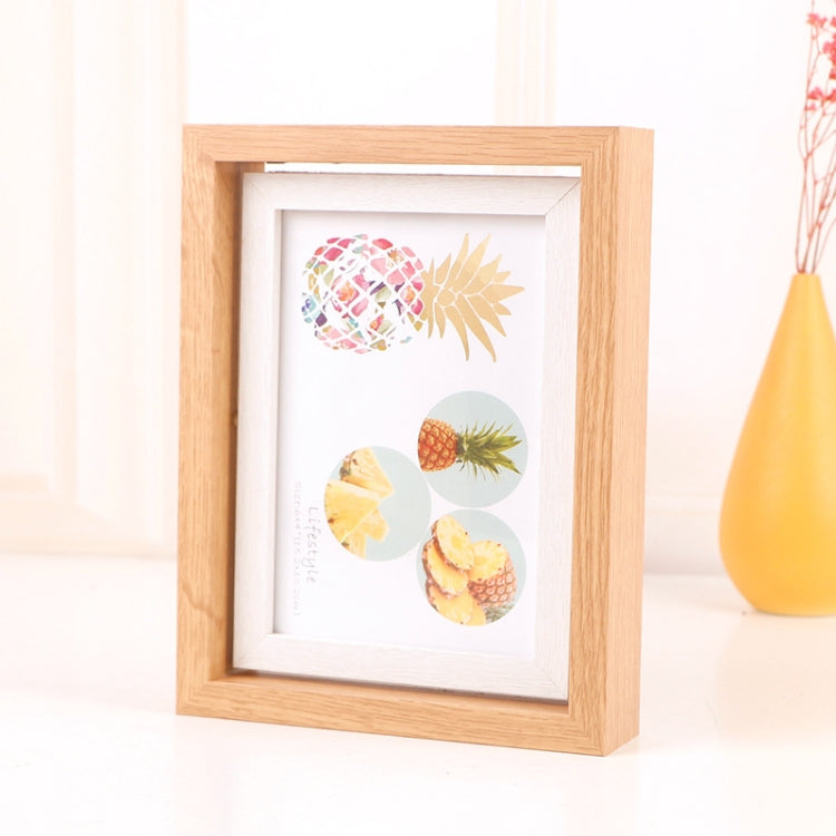 Wooden Rotating Double-Sided Swinging Table Photo Frame Size: 6 inch(Log + White)