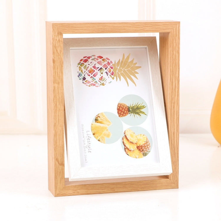 Wooden Rotating Double-Sided Swinging Table Photo Frame Size: 7 inch(Log + White)