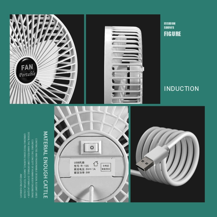 USB Desktop Fan Mini Home Dormitory Portable Fan, Colour: 6 Inch (White)