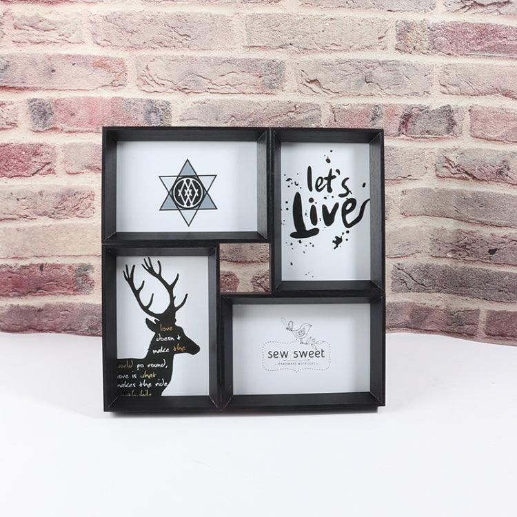 4 Frames 6 Inch Wall Mounted Dual-Purpose Combination Photo Frame(Black)