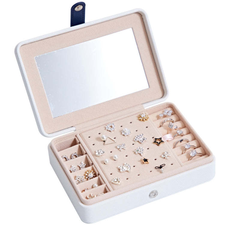 MSY789-12 Portable PU Simple Earrings Rings Multi-Function Jewelry Storage Box