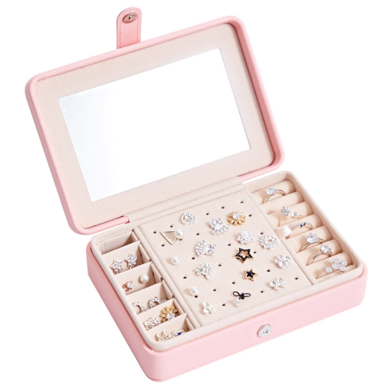MSY789-12 Portable PU Simple Earrings Rings Multi-Function Jewelry Storage Box