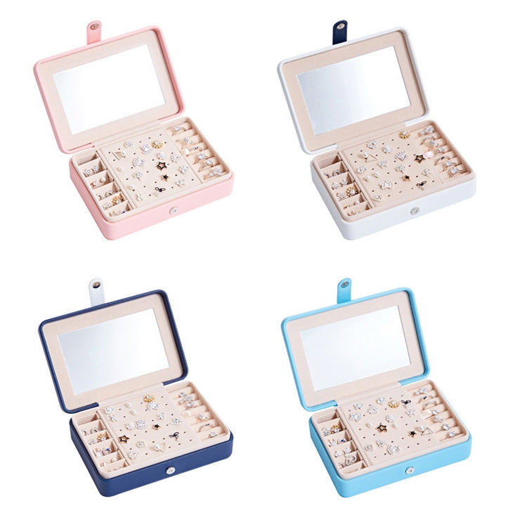 MSY789-12 Portable PU Simple Earrings Rings Multi-Function Jewelry Storage Box