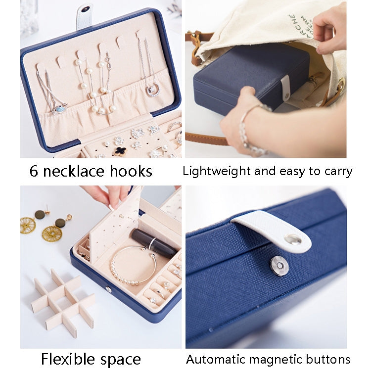 MSY789-12 Portable PU Simple Earrings Rings Multi-Function Jewelry Storage Box